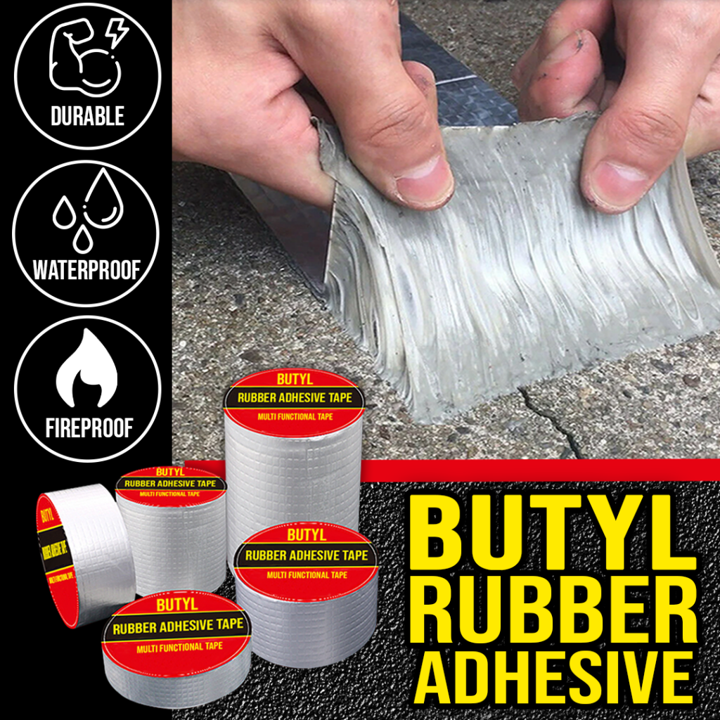 Self adhesive flashing tapes have tacky butyl rubber adhesive to form an airtight and waterproof bond that permanently seals leaks and gaps