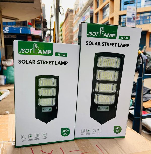 JSOT JS Solar Street Lamp in Kenya Transform your nighttime environment with the JSOT JS-104 400W Solar Street Lamp, a powerful and versatile 400W solar street lamp.